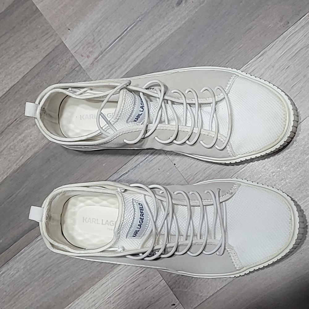 Karl Lagerfeld Off-White Suede Sneakers Size 11 Men's - Picture 3 of 8